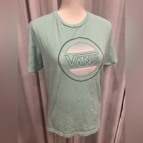 Vans T-Shirt Boys Short Sleeve Mint Green Skateboarding Casual Lightweight - Picture 4 of 9